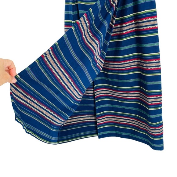 Liz Wear Vintage Striped Cotton Button Velcro Closure Wrap Around Skirt - Sz 10P - Picture 4 of 13